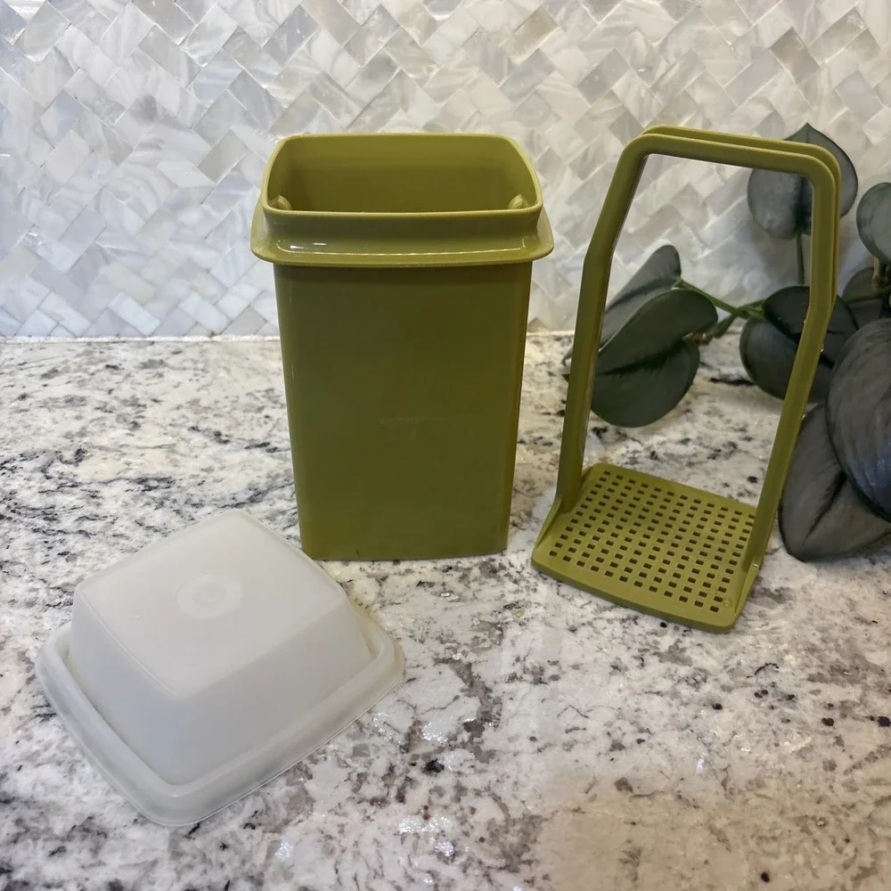 VTG Tupperware Olive Pickle Keeper Pick-a-Deli Avocado Green‎ 3 Piece USA 1330-6